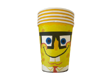 כוסות נייר יום הולדת בוב ספוג 8 יח' - צהוב
